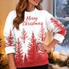 Women's Fashion Casual Long Sleeve Christmas Printed Round Neck Top Sweatshirt