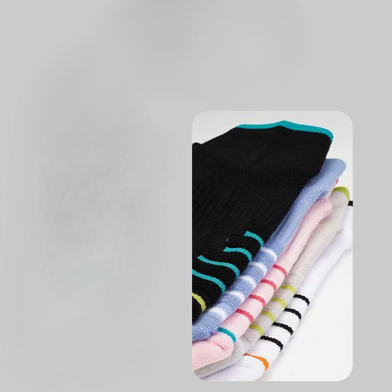Dünne Damen-Sportsocken für Frühling und Sommer mit Mesh, atmungsaktiv, stoßdämpfend, rutschfest, nahtlose Frotteesohle, kurze Laufsocken