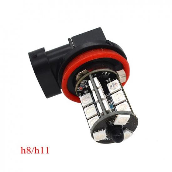 2x H11 H9 H8 5050 27SMD LED RGB Car Fog Light Lamp Bulb Headlight Remote Control