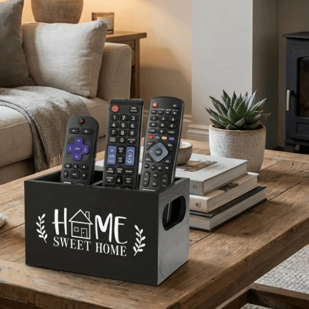 Aufbewahrungsbox aus Holz für Fernbedienungen, dekorative Aufbewahrungsbox für Schreibwaren, Kosmetikregal, Zuhause