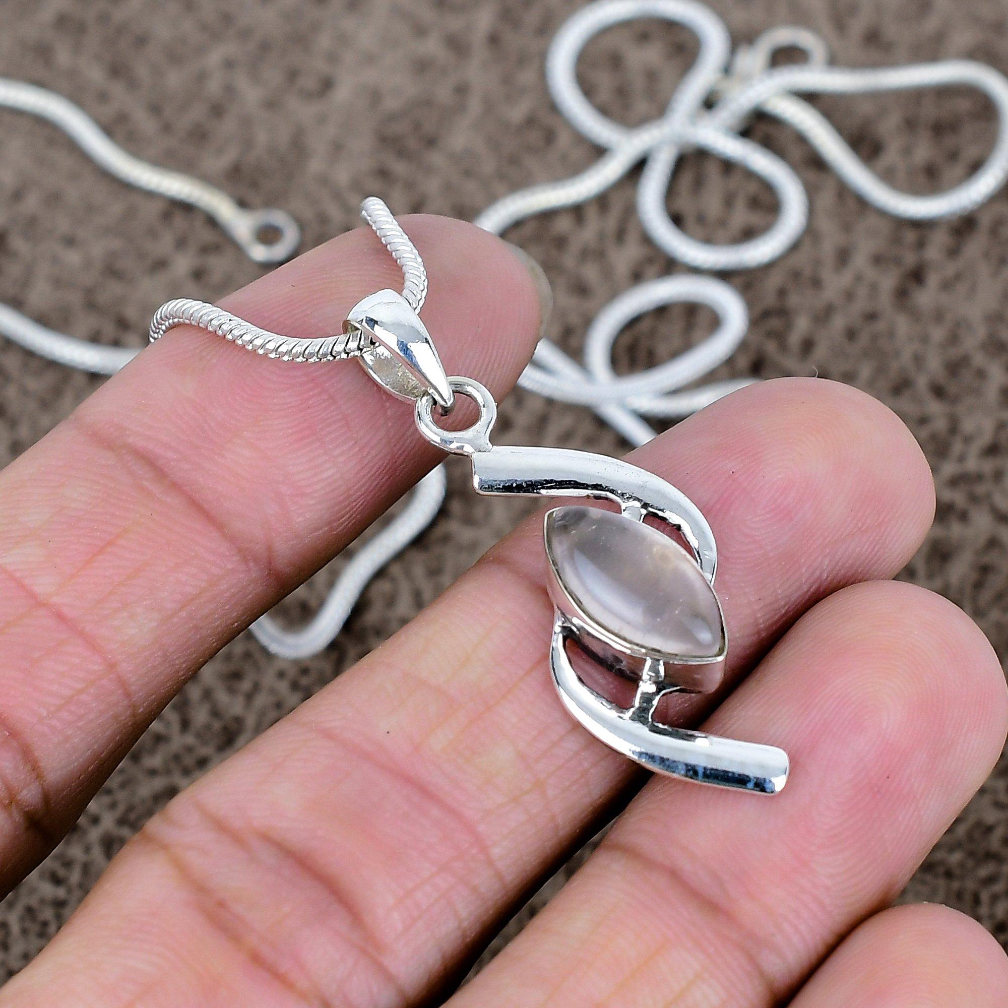 

Rose Quartz Gemstone Handmade 925 Sterling Silver Jewelry Pendant 1.73 KKG-580