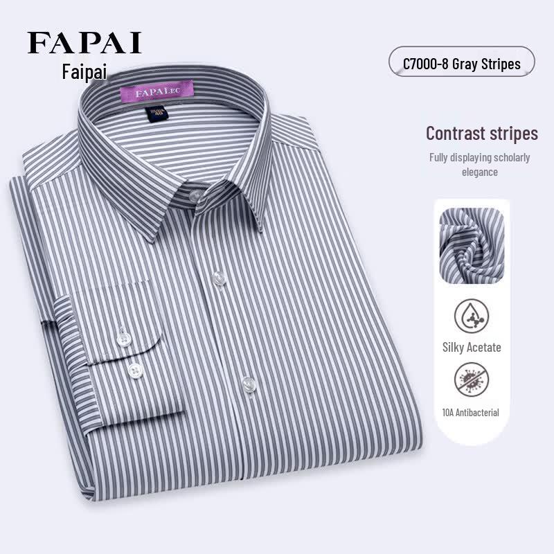 FAPAI Men s Striped Long Sleeve Casual Shirt 44