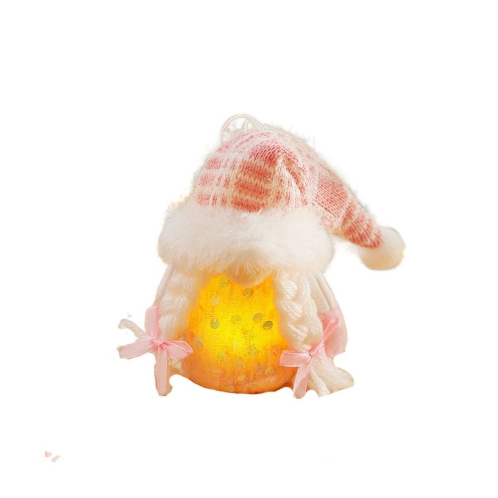 Pink Christmas Tree Pendant Creative Christmas Doll Glowing Faceless Santa Claus  Holiday