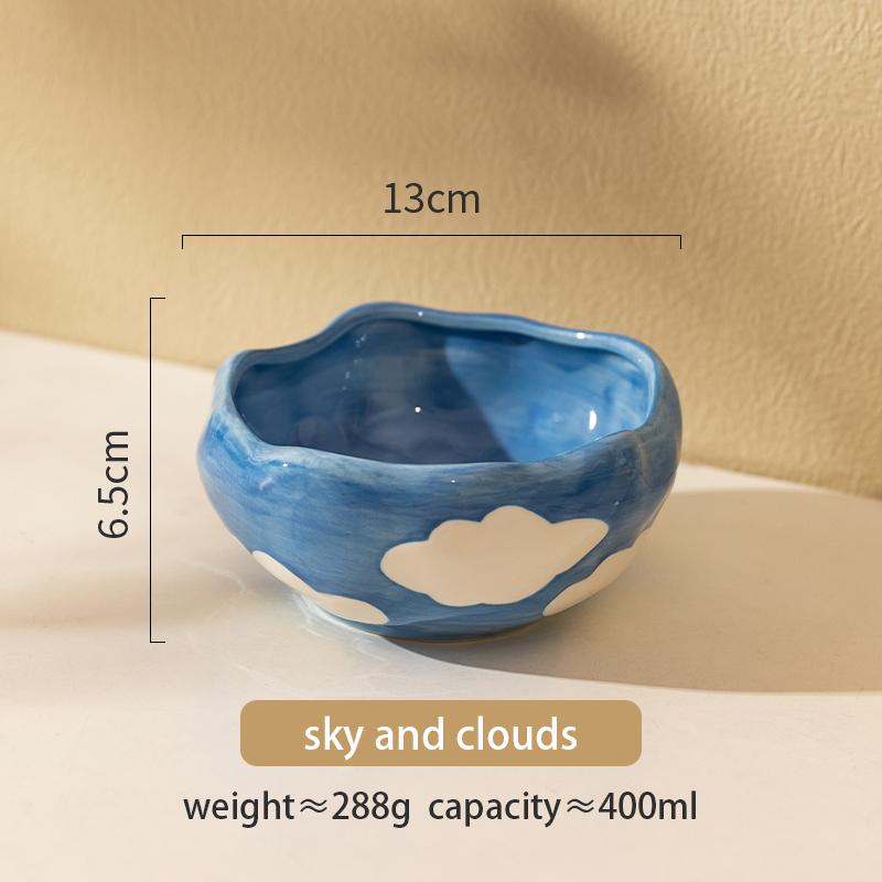 Flower Dessert Bowl Ceramic Salad Snack Bowl Breakfast Oatmeal Kitchen Cereal Rice Soup Bowls 5 inch