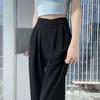 New Wide-Leg Pants for Women Spring Summer Black Draped Straight Pants Loose Casual Pants for Women