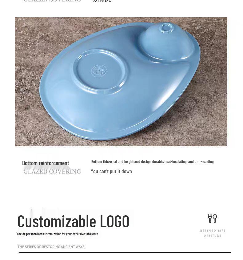 Melamine Divided Plate with Vinegar Dish for Dumplings, Shrimp, Cold Dishes, Snacks.