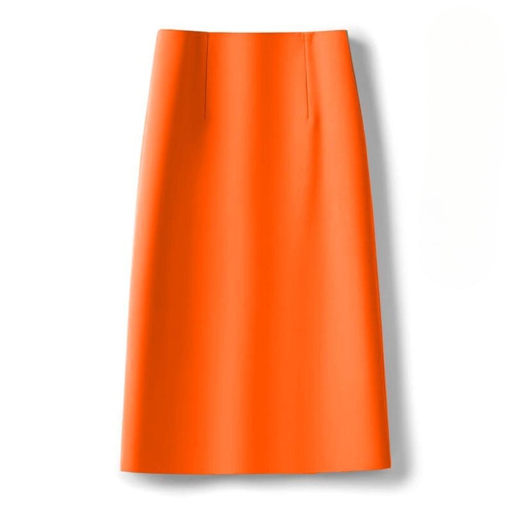 Women's High Waist A-Line Midi Skirt Non-Stretch Commuter Suit Skirt With Back Slit