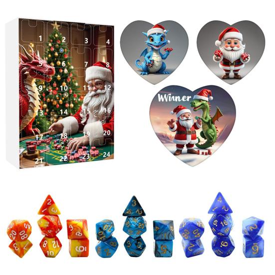 DND Dice Set Advent Calendar 2024 24-Day Countdown to Christmas Acrylic Polyhedral