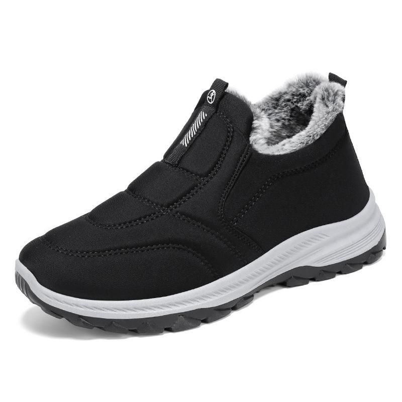 Men's Cotton Shoes, Winter Warm Cotton Boots, Men's and Women's Same Style, Piled and Thickened Middle-aged and Elderly Walking Boots, Non-slip Sno