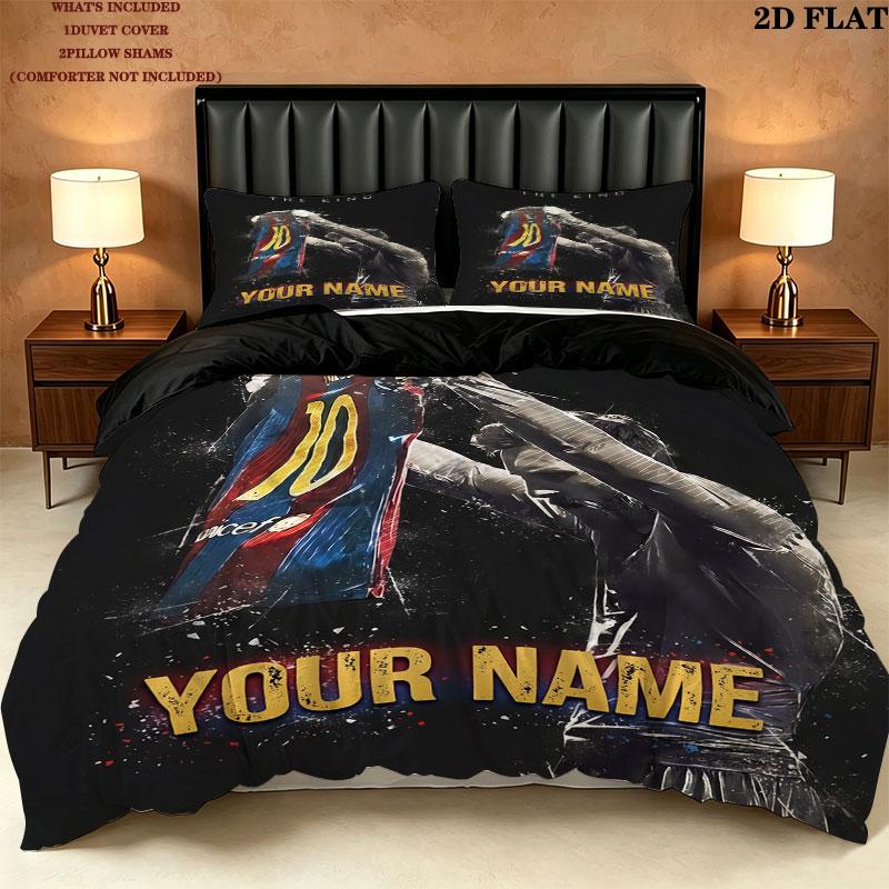 Lionel Messi Bedding Quilt Set Quilt Cover Pillowcase Home Decoration Birthday Gift (1 * duvet cover + 2 * pillowcase, without core)