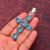 Blue Topaz Gemstone Cross Shape Pendant : 925 Sterling Silver Handmade Jewelry Pendant