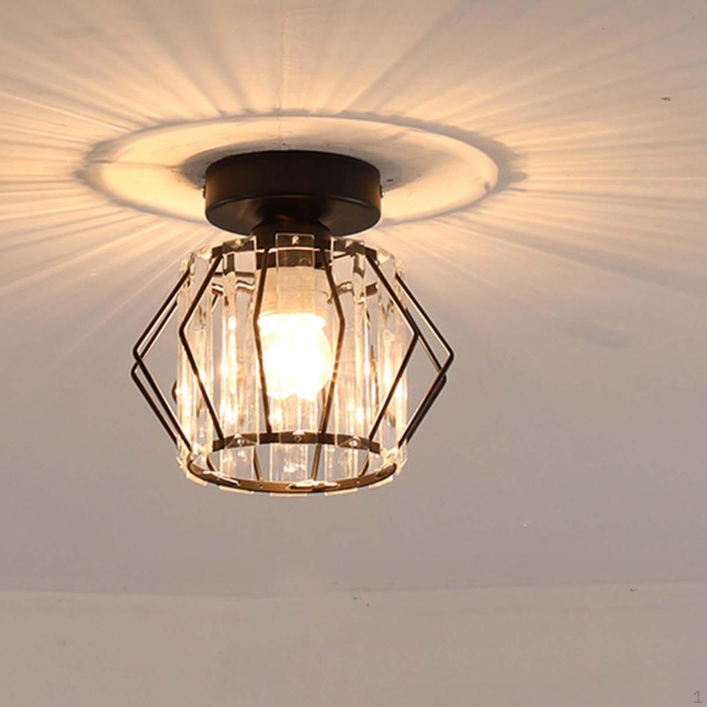 Crystal Ceiling Light Semi Indoor Lighting Metal 27 Base Decorative Lamp Mini Chandelier for