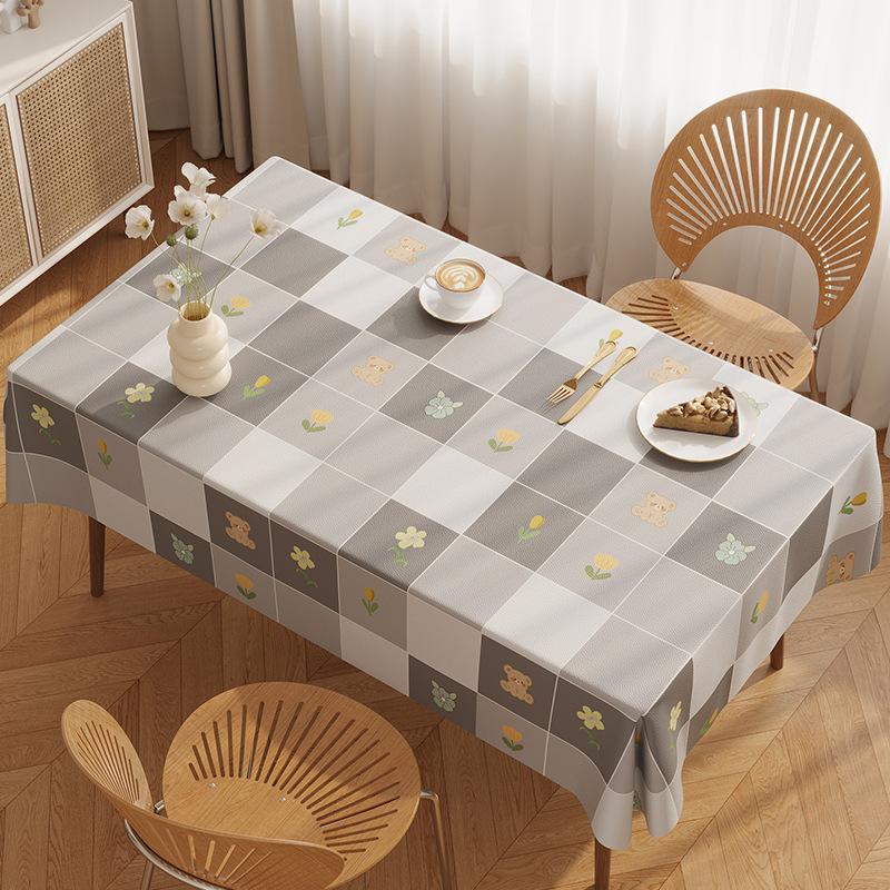 Small Fresh Dining Table Tablecloth Waterproof, Oil-Proof And Anti-Scalding Leave-In Coffee Table Tablecloth Light Luxury High-End Rectangular Dining