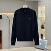 Men's Winter Half-High Collar Zipper Sweater with Embroidered Logo
