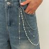 Hip-Hop Pentagram-Shaped Fringed Multi-Functional Trouser Chain, Personalized Imitation Pearl Multi-Layer Waist Chain Pendant