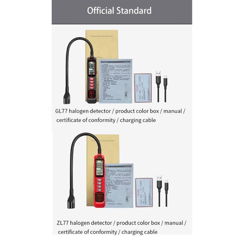 Halogen Leak Tester CFCs HCFCs Gas Tester with Light & Alarm Leak Detector 0-1000PPM AC Sniffer