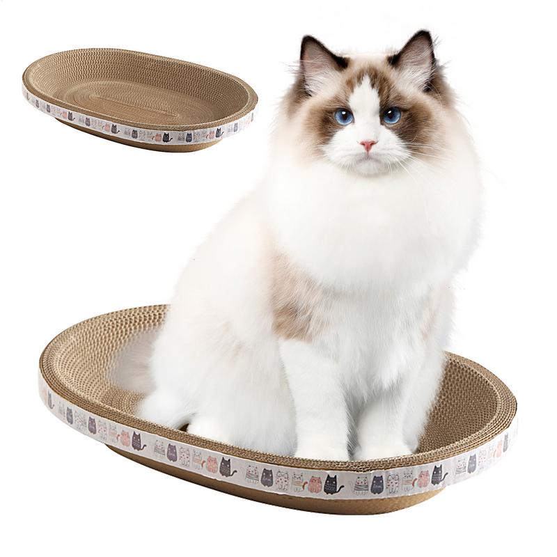 Cat Scratching Board Protect Furniture Grinding Claw Toys Oval Corrugated Paper Wear-resistant Cat Nest Cat Accessories