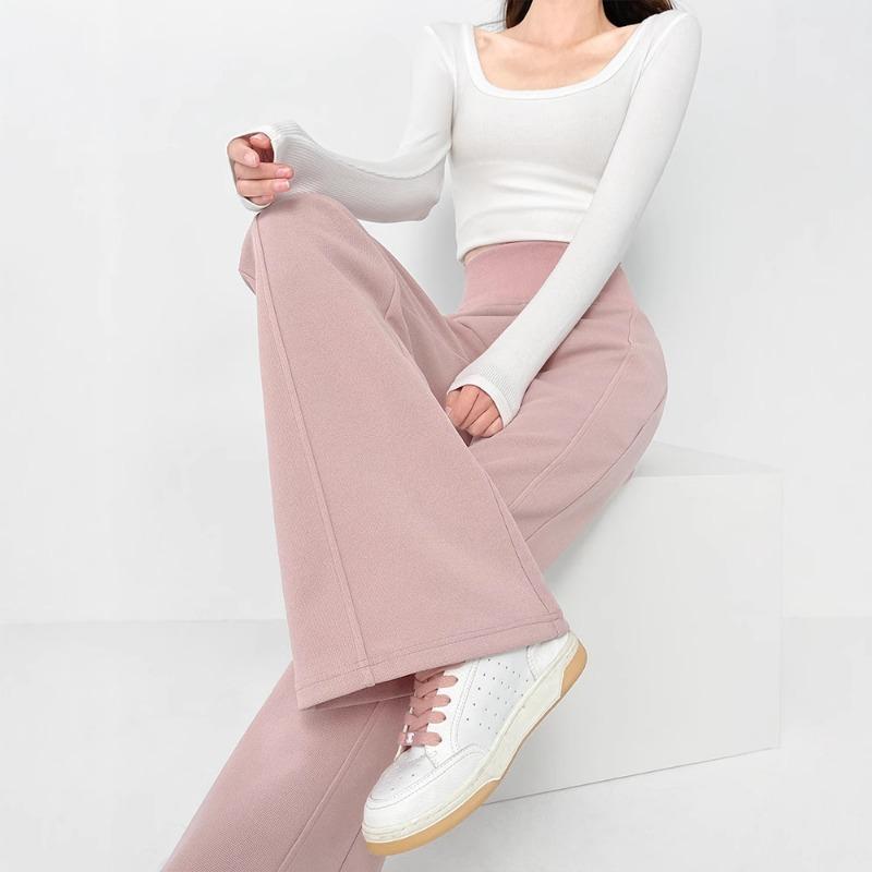 Micro-pull sweatpants women's spring new high-waisted belly-lifting hip-lifting wide-leg flared pants casual loose guard pants