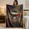 Guns N’ Roses Print Flannel Blanket Cozy Lightweight Plush Throw Blanket For Bed Sofa Household Use