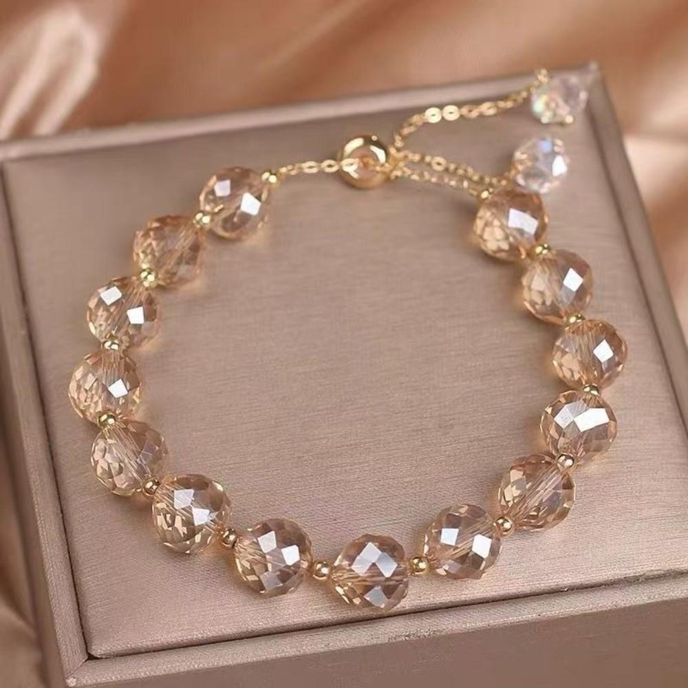 Fashion Crystal Stone Beads Bracelet Shiny Hand Chain New Elasticity Rope Bracelet  Travel