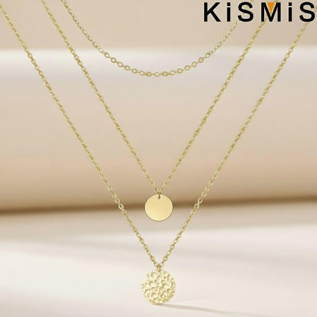

14K Gold Plated Layered Stainless Steel Dainty Disc Choker Necklace for Women Fashion Jewelry золотой