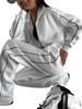 European & American Casual Zipper Cardigan Jacket & Sporty Drawstring Long Pants Women’s Two-piece Set