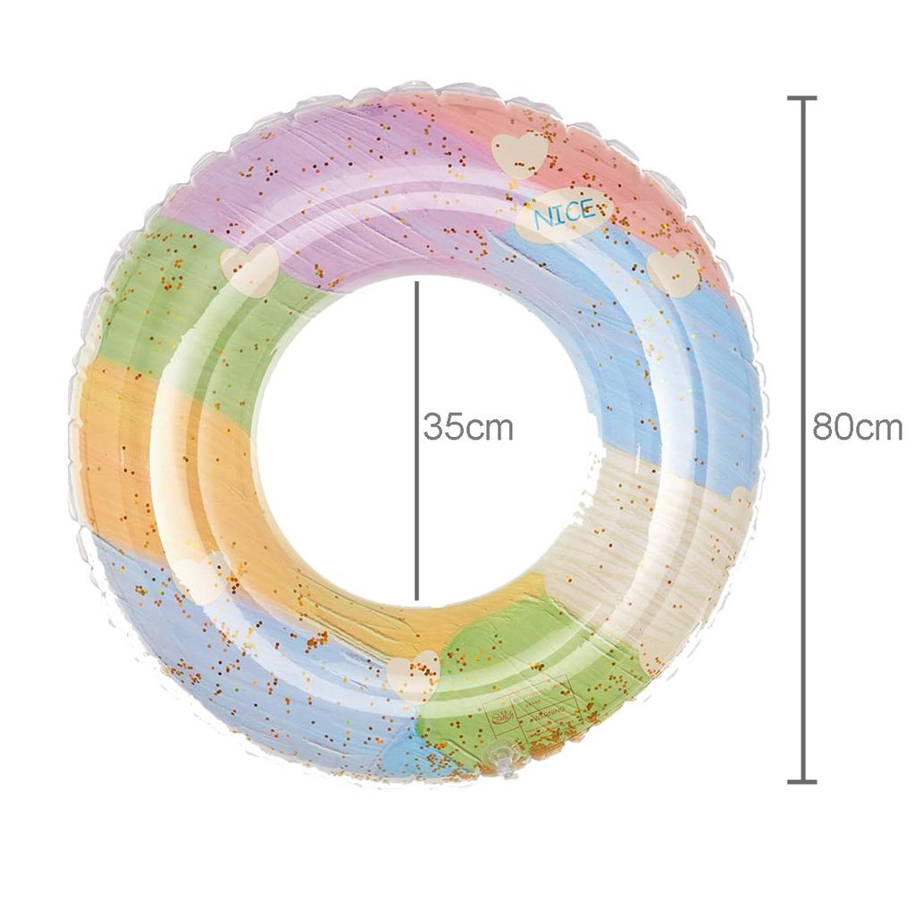 Siyzda Schwimmring für Durchmesser Schwimmring Sommer Wasserpool Sommer Starke Auftriebskraft Schwimmer Erwachsene, Niedlich, Mehrfarbig, 80cm, Typ, Urlaub, Spielen, Meer, Strand,