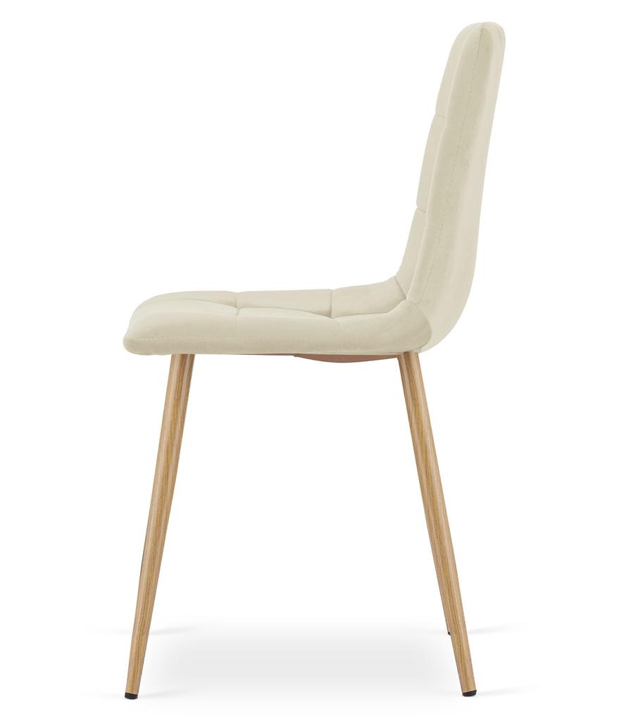KARA Chair - Light Beige Velvet / Wood-colored Legs X 2