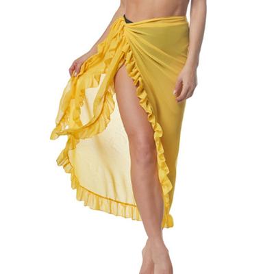2024 Summer New Fashion Women's Sexy Skirt Ruffle Edge Chiffon Beach Sunscreen Shirt Skirt