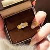 Medieval Brushed Pigeon Egg Ring Ball Edge Light Luxury Retro High Sense Court Style Diamond Open Ring Female