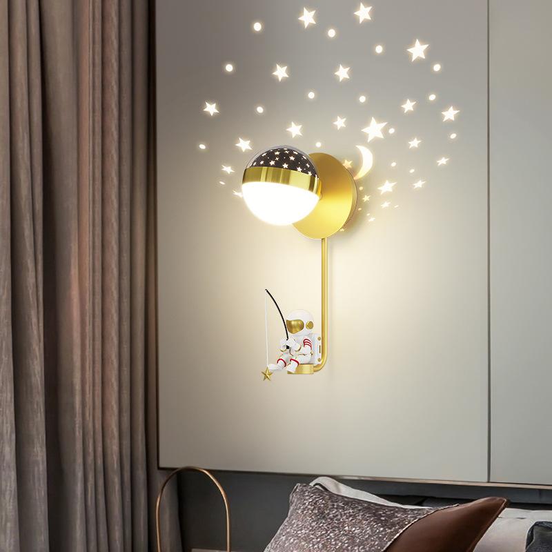 Modern Creative Simple LED Wall Lamp Cartoon Astronaut Living Room Study Bedroom Children's Room Decoration Lighting