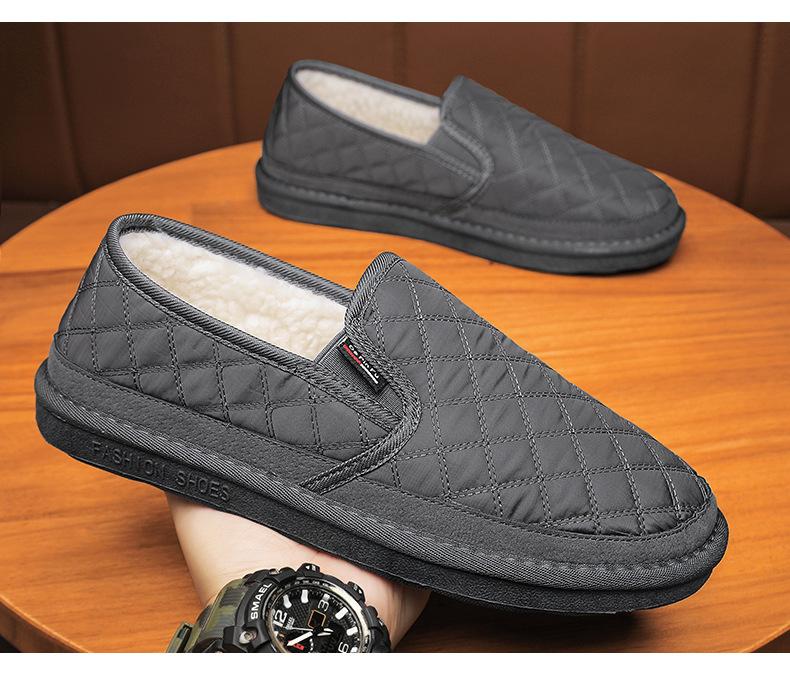 Fashion Winter Cotton Men Shoes Warm Slip on Lightweight Flat Shoes Plush Bedroom Home Cotton Loafers Winter Warm Shoe Zapatillas Hombre
