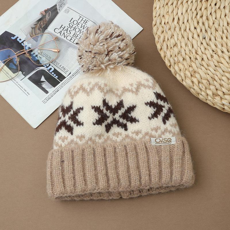 Korean Version of Autumn and Winter Hat for Women's Big Head and Face Slim Knitted Hat Rabbit Hair Ear Protection Warm Hat Plus Wool Yarn Hat