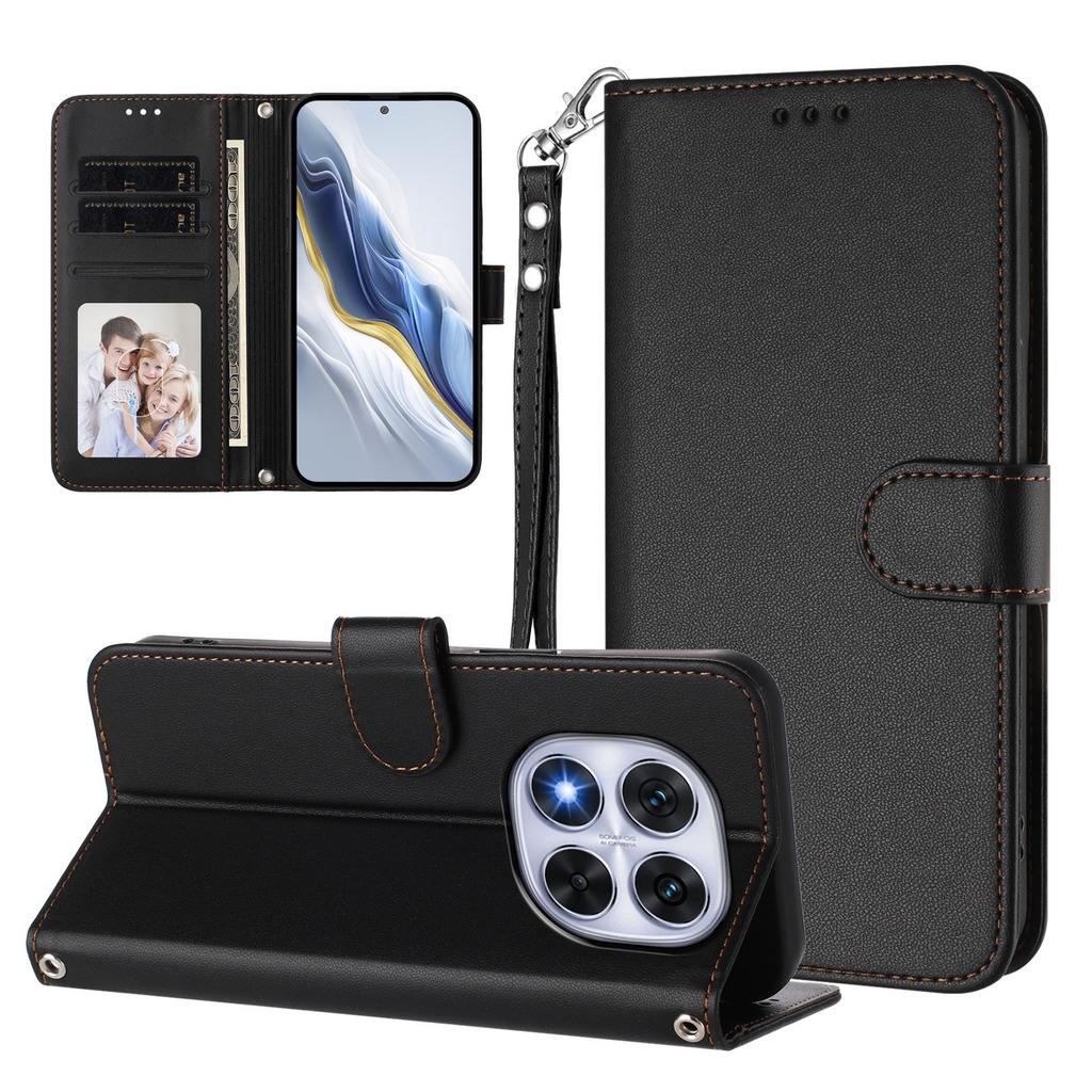 For Xiaomi Redmi Note 14 Pro+ 5G/Xiaomi Poco X7 5G/Xiaomi Redmi Note 14 Pro 5G Leather Case Wallet Stand Phone Cover with Wrist Strap