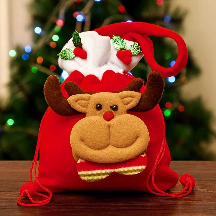 1-10PCS Christmas Tote Bag Reusable Apple Bag Holiday Decoration Present Packaging Adult Kids Gift Handbag Party Supplies