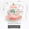 Single Combination Pot Set, White Rose High-value British Flower Tea with Cups and Saucers, Household Ceramic Fruit Teapot