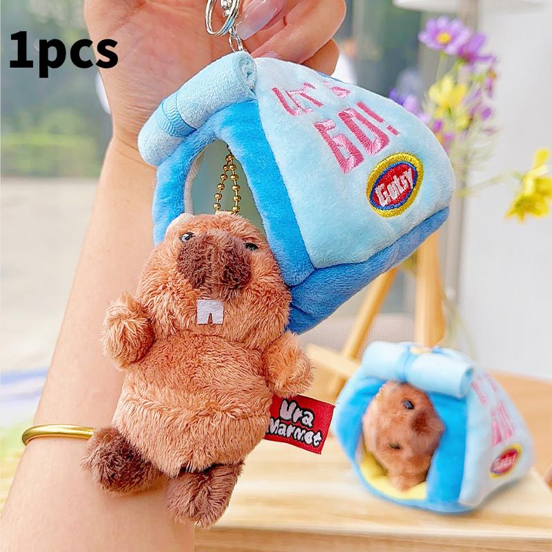 Keychain Plush Marmot Toy Stuffed Doll Backpack Pendant Decoration Kids Gift