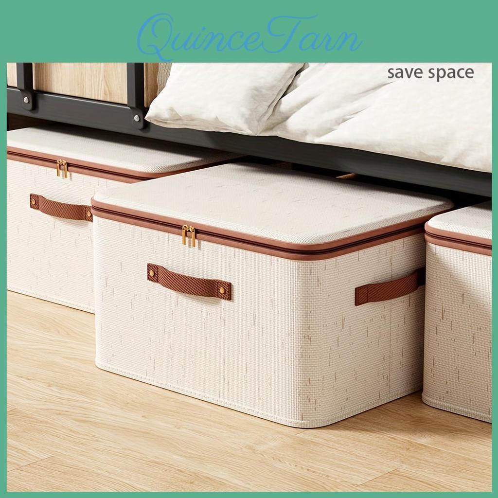 Linen Large Box Capacity Storage With Lid Scratch Resistant Foldable For Clothing Blankets Toys Books Portable Country Style Organizer