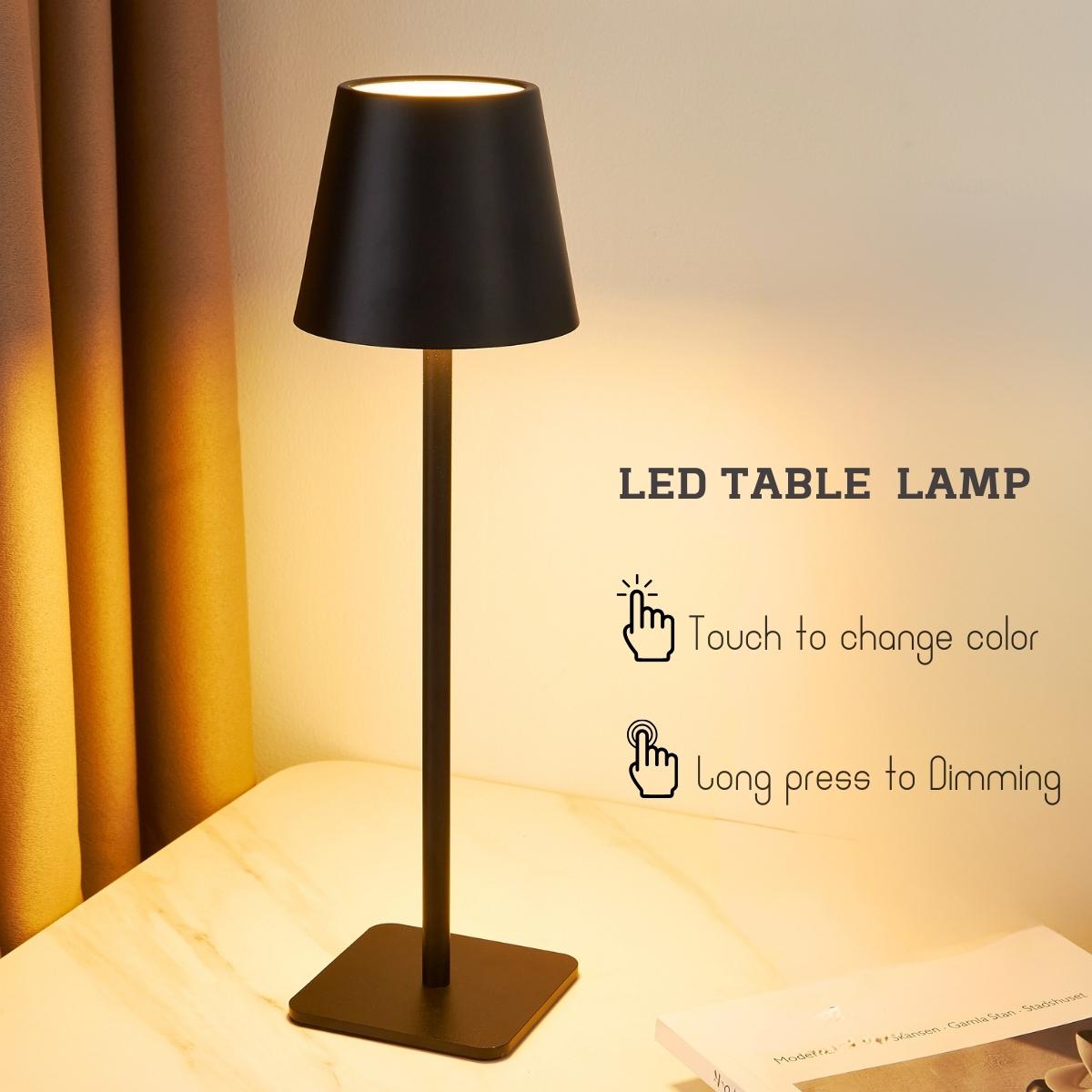 

Современная 3-цветная беспроводная настольная светодиодная лампа с сенсорным управлением, декоративная лампа для чтения на ночь