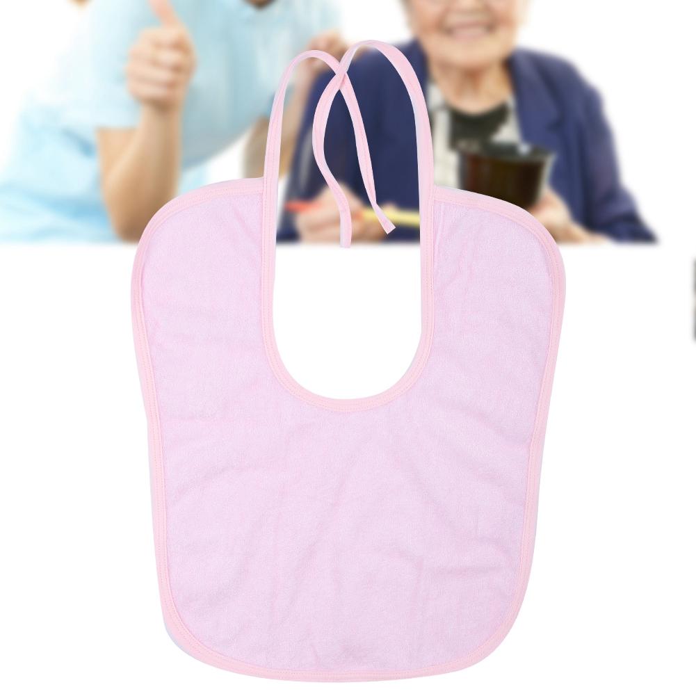 Elderly Waterproof Bib Adult Mealtime Saliva Towel Dining Apron Clothes Protector Light Pink S