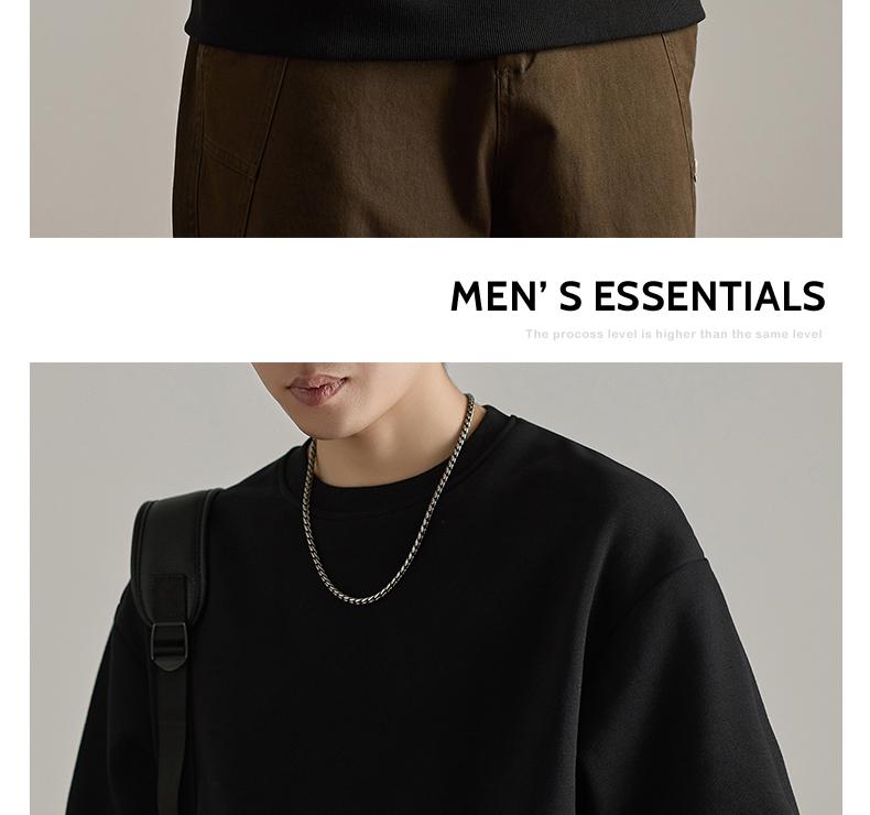 Men's American Style Heavyweight Crewneck Sweatshirt - New Autumn Arrival, Trendy, Loose, Solid Color, Versatile Casual Base Layer.