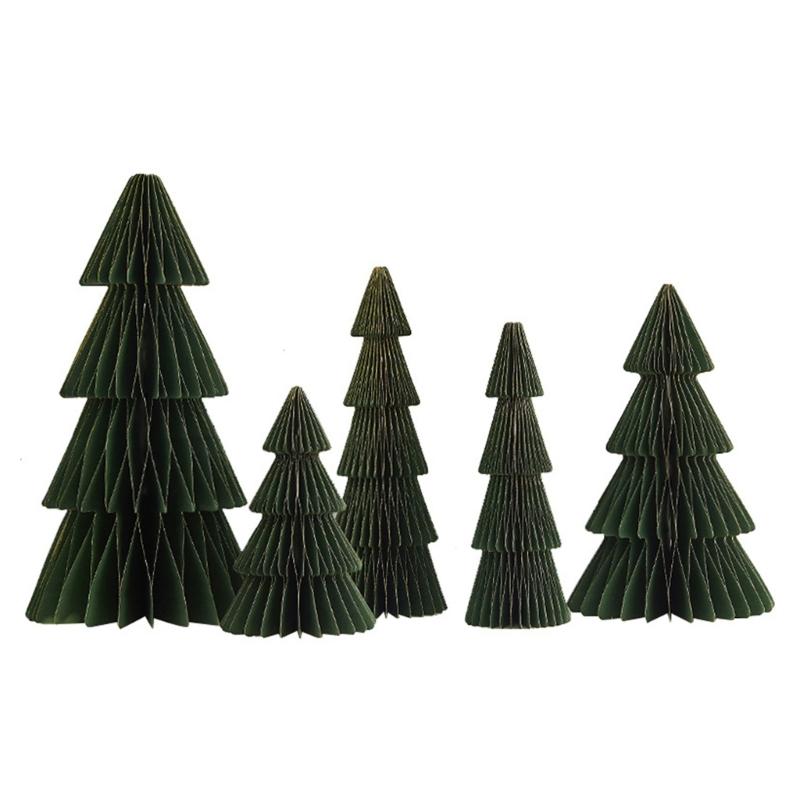 

5PCS Recyclable Christmas Tree Set Safe Designs Party Scene Setups for Kids and Pet Hassle Release Seasonal Decors зелёный