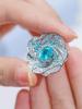 Indifferent Style Niche Design Light Luxury Paraiba Gemstone Blue Crystal Open Index Finger Ring for Women