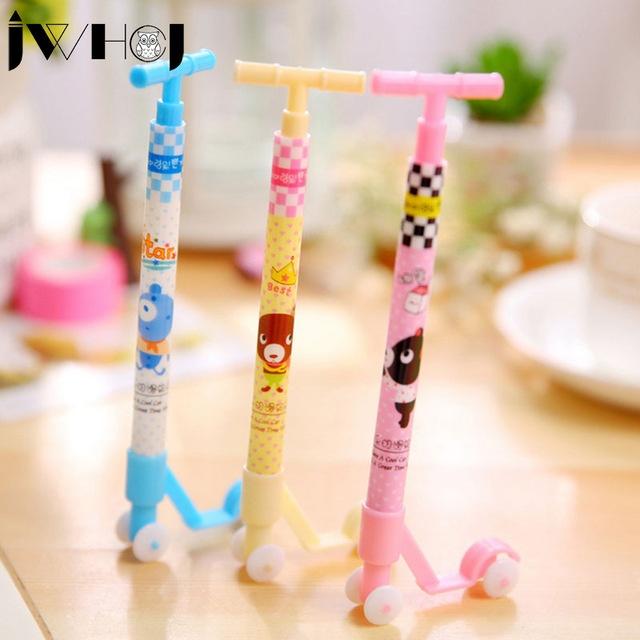 4pcs Creative Novelty Cartoon Scooter Shape Ballpoint Pens Stationery Cute Ball Point Pen Office Sup