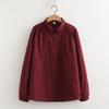 Long Sleeved Shirt Women's Korean Version Loose Slimming Embroidery Double-layer Cotton Yarn White Base Shirt