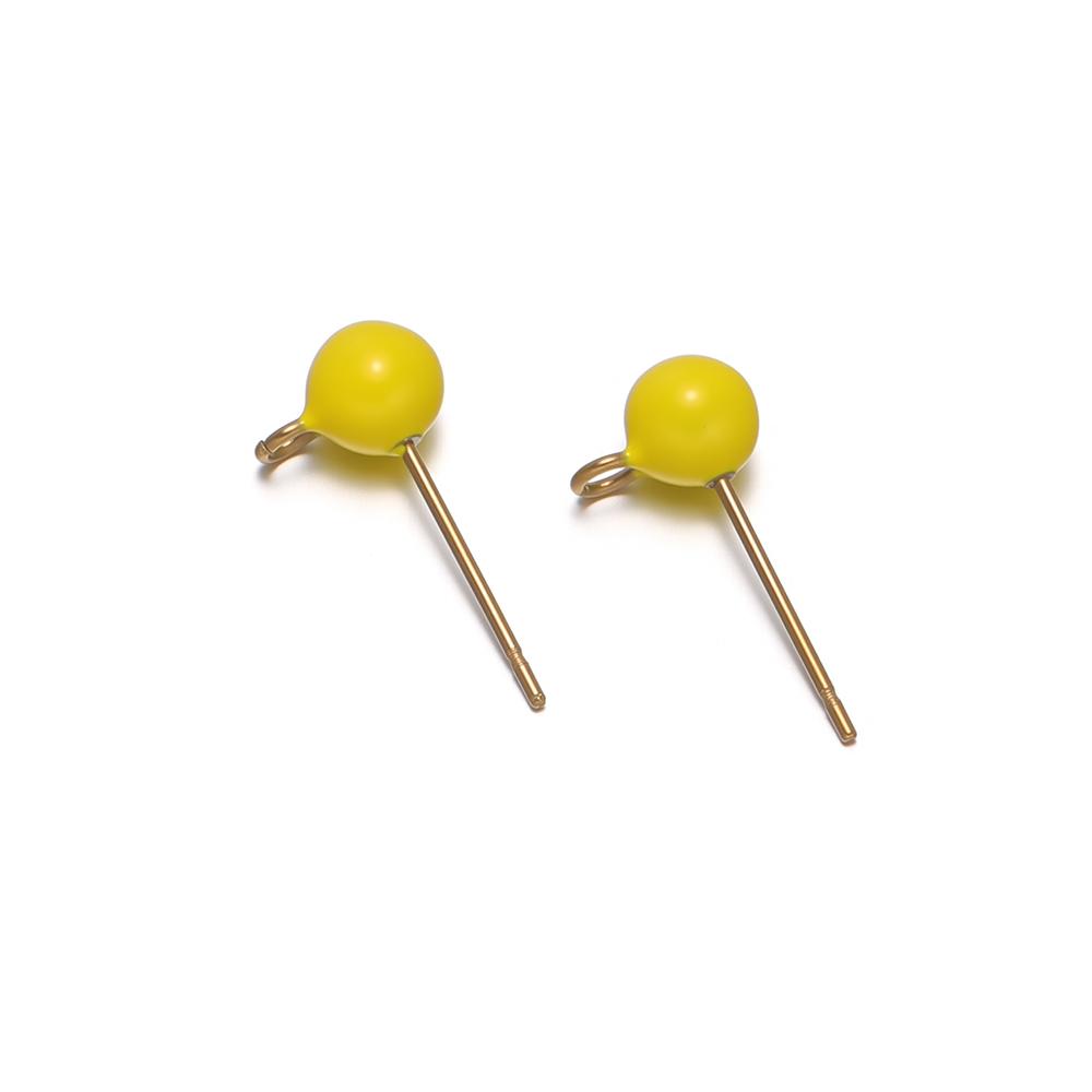 10Pcs Stainless Steel 5mm Enamel Ball Stud Earrings Post with Hook for DIY Girls Earrings Making Jewelry Findings Accessories