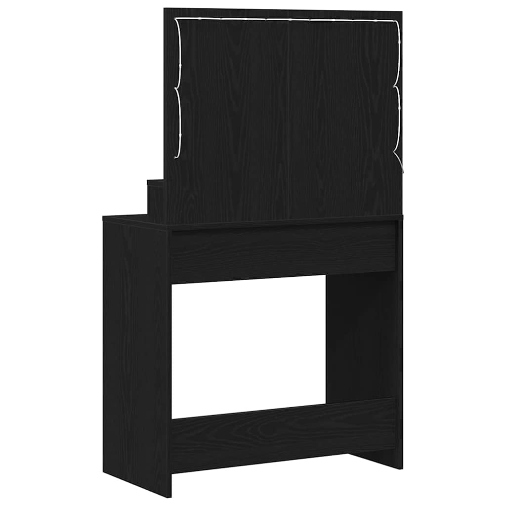 Makeup Table with Shelf Black Oak Effect 79 x 41 x 135 cm