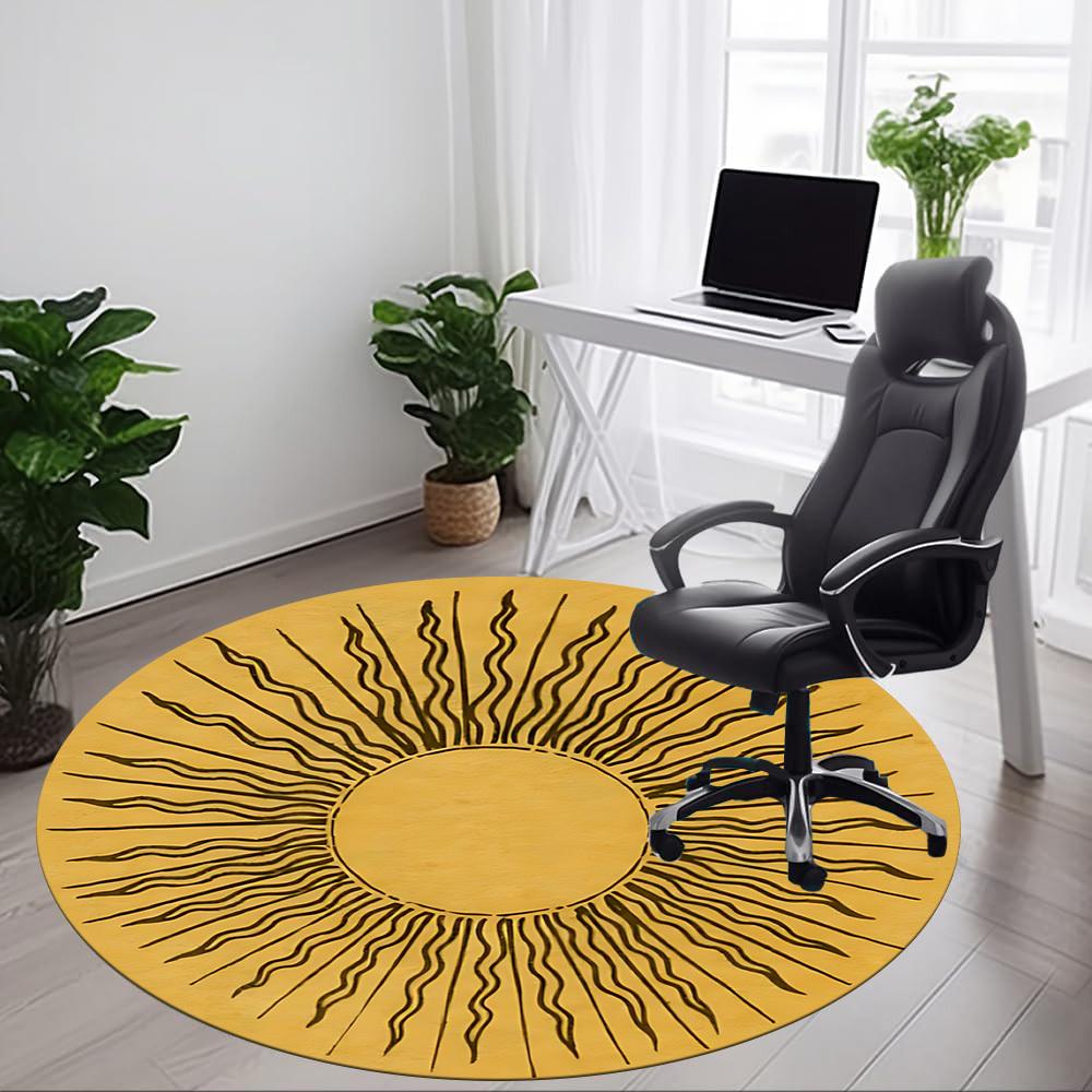 1PC Sunburst Pattern Chair Carpet for Office, Indoor Non-Slip Washable Carpet, Soft Comfortable Mat For Office Room yy250930312