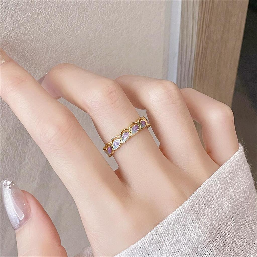 Gold Medieval Enamel Dripping Open Ring Flower Retro Ethnic Color National Style Personalized Luxury Ring