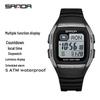 Sanda Universal Multifunctional Waterproof Sport Watch - Small Square Design for Students